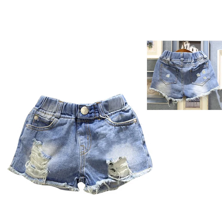 blueb shorts 1pc Детская одежда, летние джинсовые штаны для маленьких девочек, детские штаны для девочек, шорты, рваные кружевные штаны - Цвет: blueb shorts 1pc