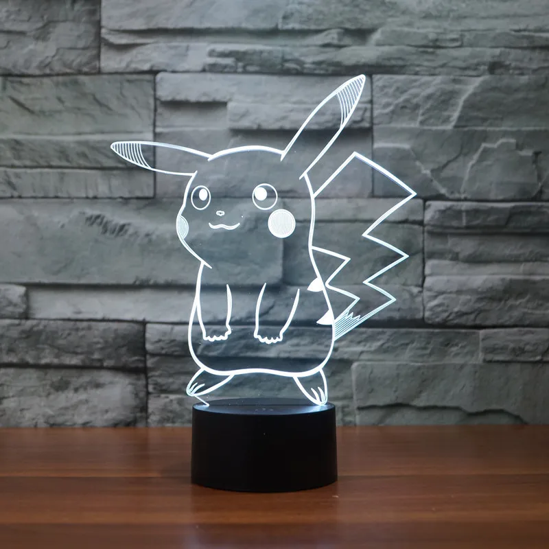 Необычные настольные лампы Luminaria светодиодные детские лампы Pokemon 3d светодиодный ночной Светильник ламинария де меса Led Usb 3d светильники