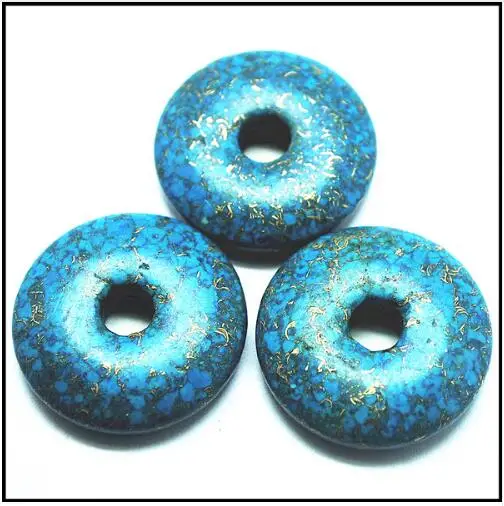 turquoise with golde 5 шт. натуральный драгоценный камень формы пончика Роза кварт Вишня кварц унакит Жассе Лапис flourite хрустальные бусины рок tige глаз 30 мм - Цвет: turquoise with golde