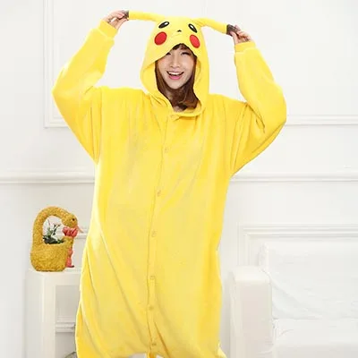Pikachu Хэллоуин Взрослых Черная летучая мышь косплей Кигуруми костюм для женщин вечерние аниме-комбинезон onesies фланель Рождество пижамы - Цвет: Pikachu