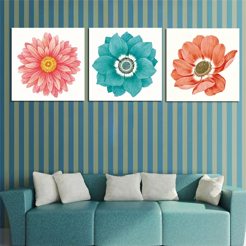 

Framed Flower Canvas Printings Wall Pictures For Living Room Modern quadros de parede sala estar com moldura Flowers 30X30CM