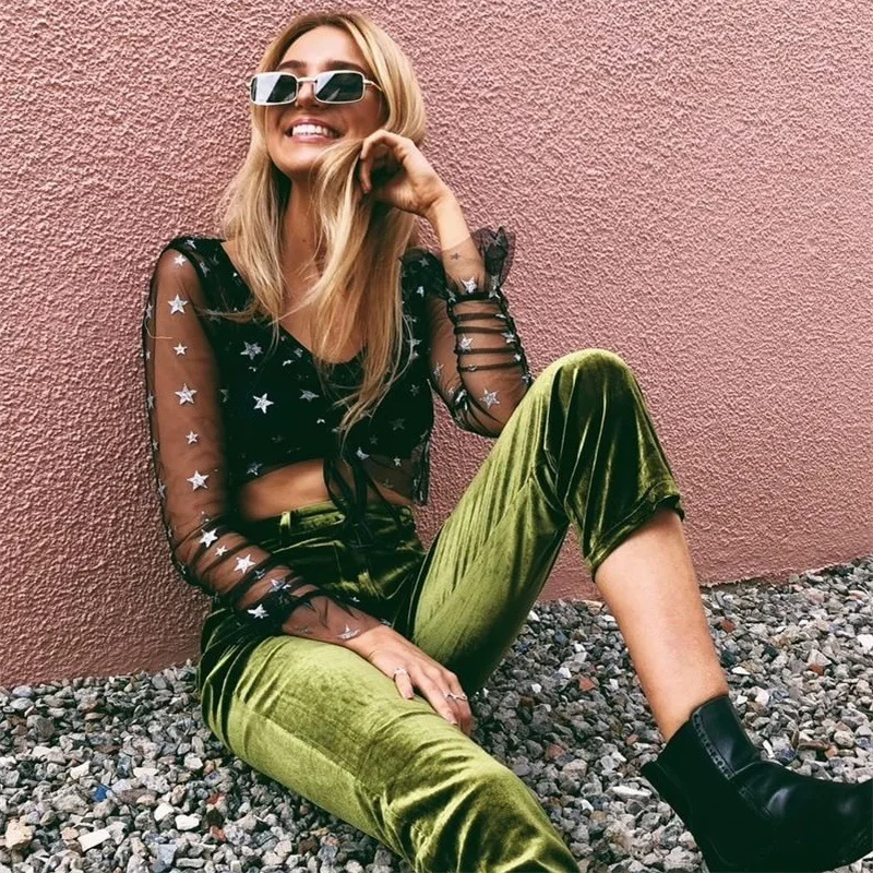 BKLD 2018 осень новое поступление блестящая Звезда Повседневная тонкая сексуальная