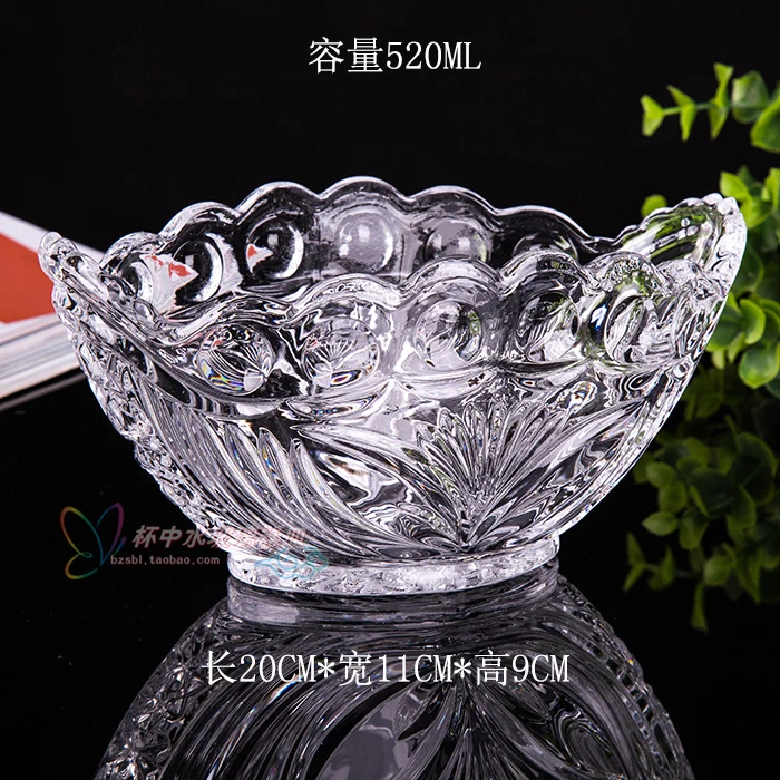 Прозрачная стеклянная тарелка для фруктов салатов десертов с кораблем|crystal glass