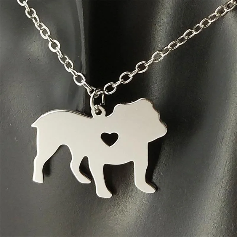 

Love Animal Dog Stainless Steel Pendant Necklace Bulldog Dog Necklace Men and Women Jewelry Valentine's Day Gifts