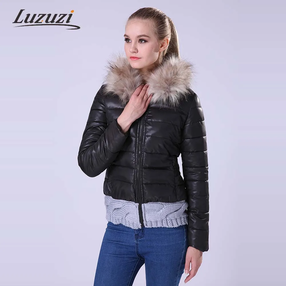 Для женщин пальто с шерстью зимнее и куртка из хлопка капюшоном модный вязаный