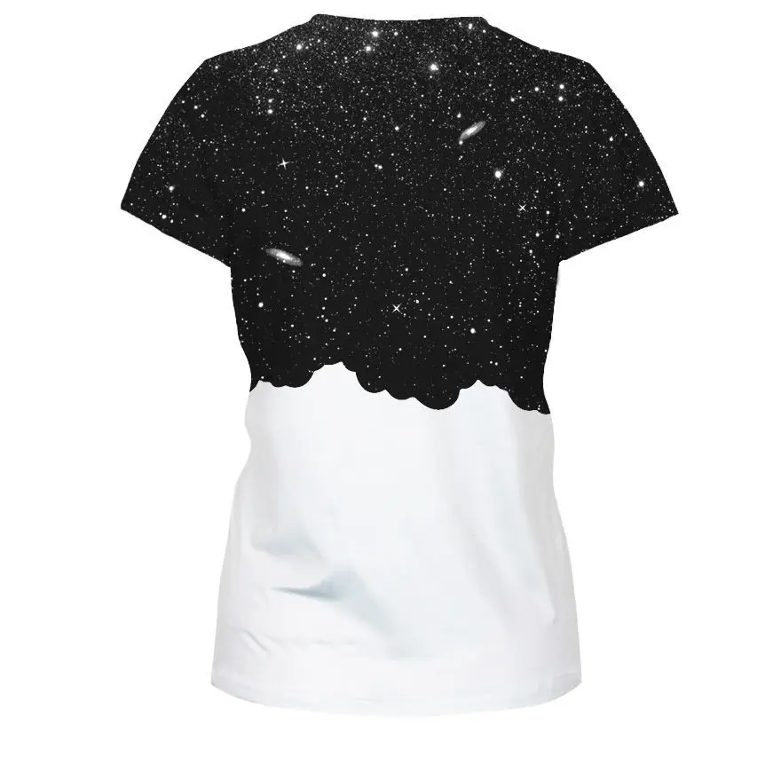 Для женщин футболка черный, белый цвет Galaxy 3D печати Sportwear короткий рукав Фитнес футболки работает рубашка S-3XL быстросохнущая тонкие толстовки