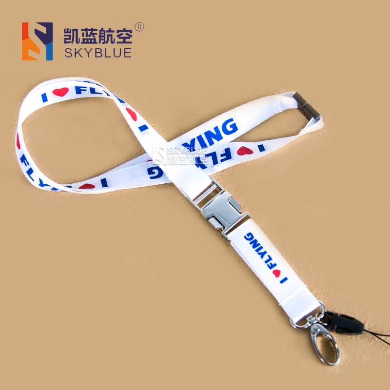 Белый строп I Love Flying Lanyard с металлической пряжкой для летных экипажей