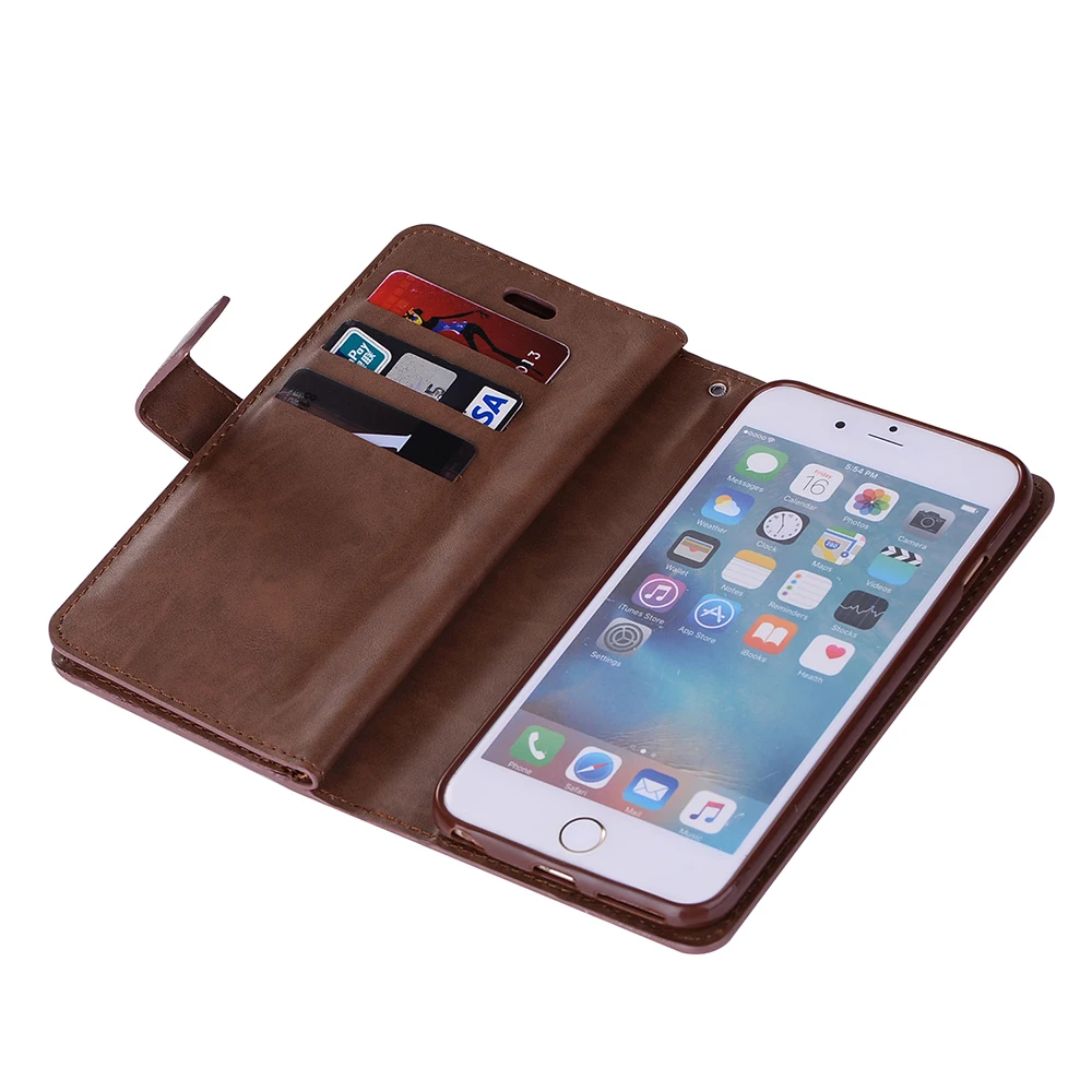Flip Case Bag For iPhone X 8 7 6 6s Plus Leather Zipper Pouch Kickstand Wallet Cover With ID Card Slots&ampMoney Pocket&ampWrist Strap |