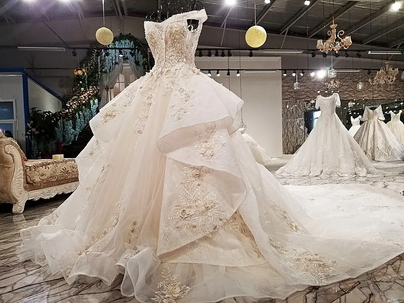 LS32114 1 свадебное платьесупер большая юбка асимметричный дизайн органза ткань