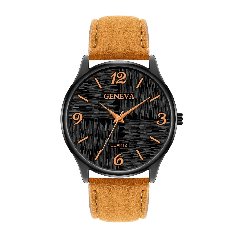 

Geneva Luxury Brand Mens Watches Leather Analog Quartz Ladies Dress Wristwatches Clock Women's Watch Montre Homme
