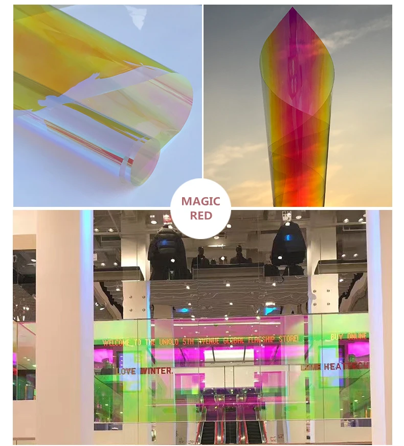 Красная дихроическая Переливающаяся Пленка для стекла и акриловых панелей