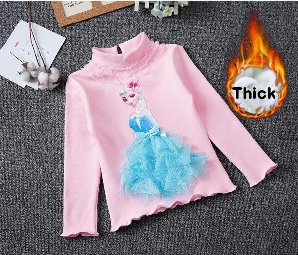 with fleece4 Г. Хлопковая рубашка для девочек плотная теплая зимняя рубашка для маленьких девочек новая весенняя рубашка с длинными рукавами рубашки принцессы с рисунком Эльзы - Цвет: with fleece4