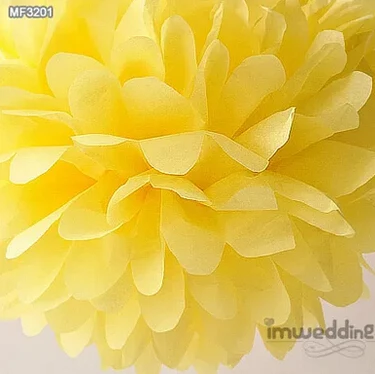 light yellow 10 шт. ручной работы 4 ''(10 см) бумажные помпоны из папиросной бумаги для украшения дома, сада, свадьбы, дня рождения и свадьбы автомобиля - Цвет: light yellow