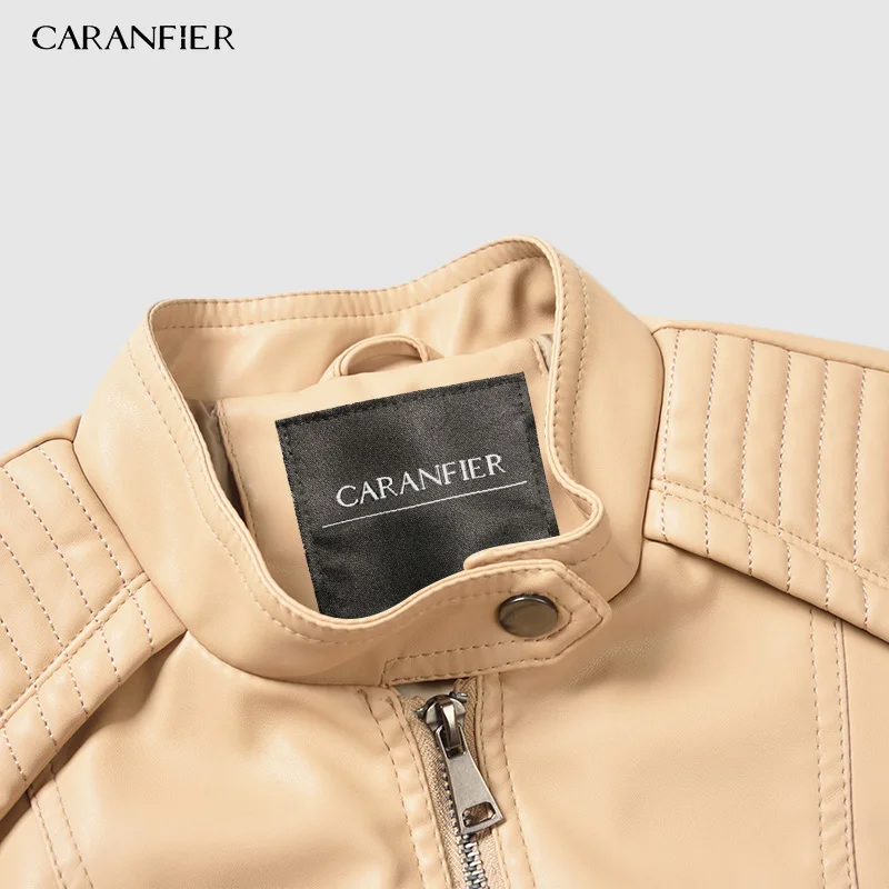 Женская байкерская куртка CARANFIER модная гладкая мотоциклетная из искусственной