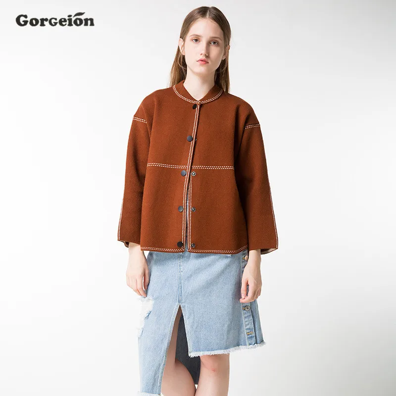 Gorgeion 2017 Spring Autumn Long Sleeve Sweater Knitted Cardigan Women Female Single Button Femme Black Brown MY-02 |