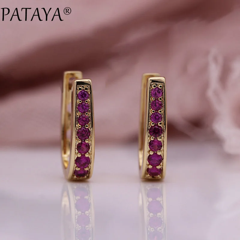 PATAYA, новинка, модные милые серьги для девушек, 585, розовое золото, натуральный циркон, золото, звезда, камень, висячие серьги для женщин, для свадьбы, вечеринки, хорошее ювелирное изделие
