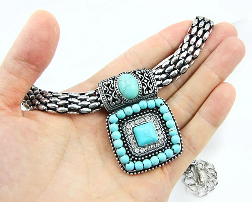 Зеленый горный хрусталь серебро большой Колье Подвески Винтаж зеленый камень