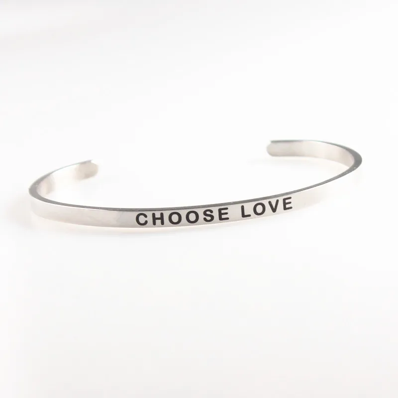 Браслеты из нержавеющей стали ручной работы Вдохновляющие высказки ширина 4 мм