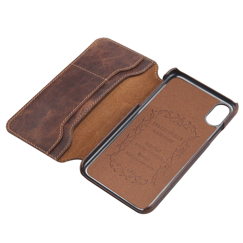 Для iPhone XS XR чехол Ретро масло воск натуральная кожа флип чехол визитная карточка телефон сумка чехол для Apple iPhone XS Max винтажный Чехол