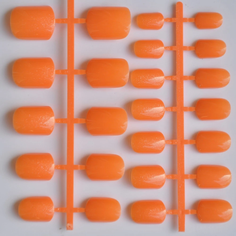 Модные леди конфеты накладные ногти средний круглый конец блеск оранжевый