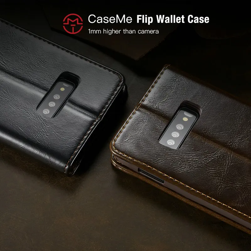 Магнитный чехол бумажник CaseMe для Samsung Galaxy S10 роскошный с откидной крышкой и двумя