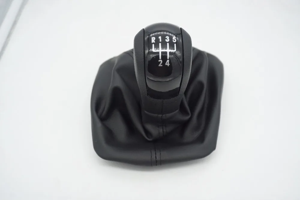 Черный для Skoda Octavia 2 A5 2004 2005 2006 2007 2008 2009 2010 Новые 5 шт/упаковка, Скорость 6 Скорость ручка переключения рулевого механизма автомобиля с черным кожаные ботинки со вставками