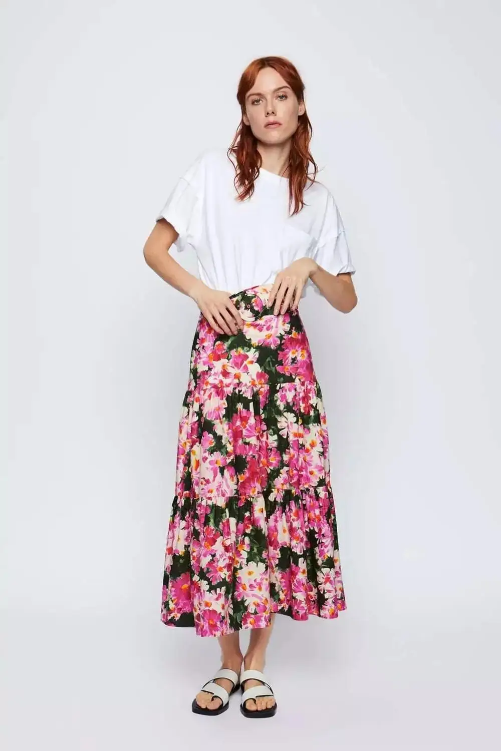 Northflow 2019 юбки женские mujer moda с цветочным принтом трапециевидной формы до середины