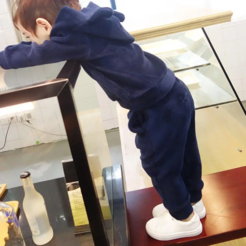 Kidlove мальчик девочки Дети Одежда наборы pleuche осень топы кофты полной длины