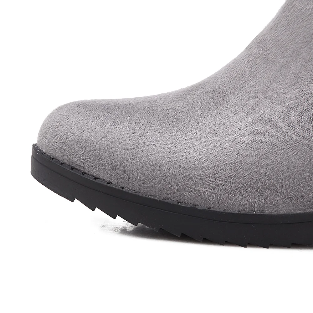 Новые брендовые зимние модные черные и серые женские облегающие высокие сапоги