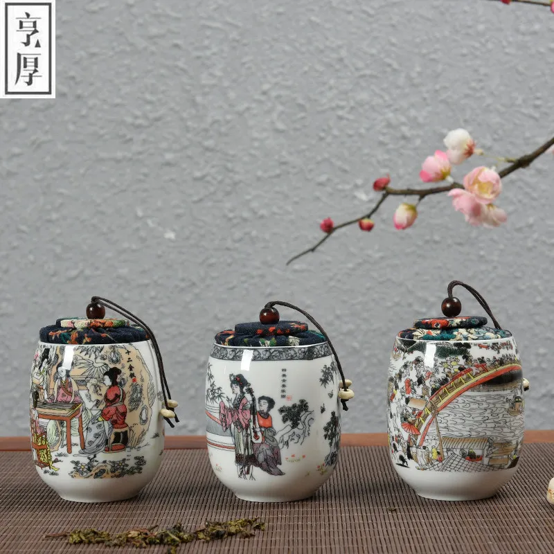 Чай банки ручная роспись Керамика сахар кофе Caddy хранения фарфор элементы