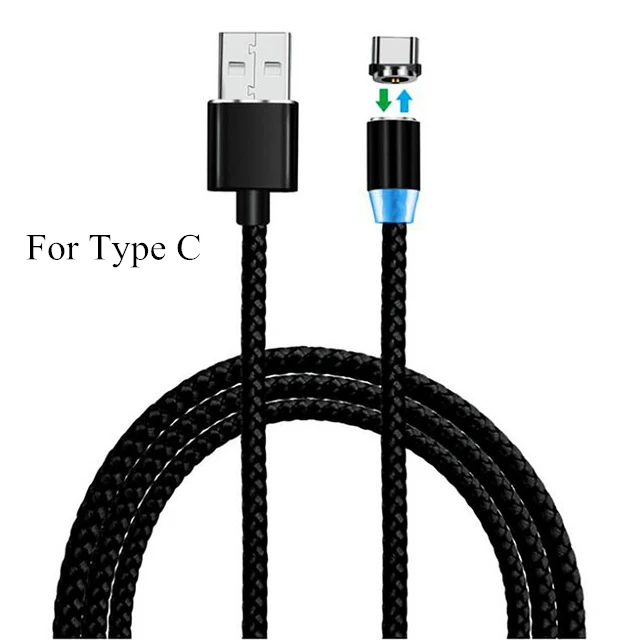 black for type c Магнитный кабель SYRINX Micro usb type-C для iPhone X samsung S9 S8 для Xiaomi зарядный нейлоновый Плетеный Магнит зарядное устройство кабель C - Цвет: black for type c