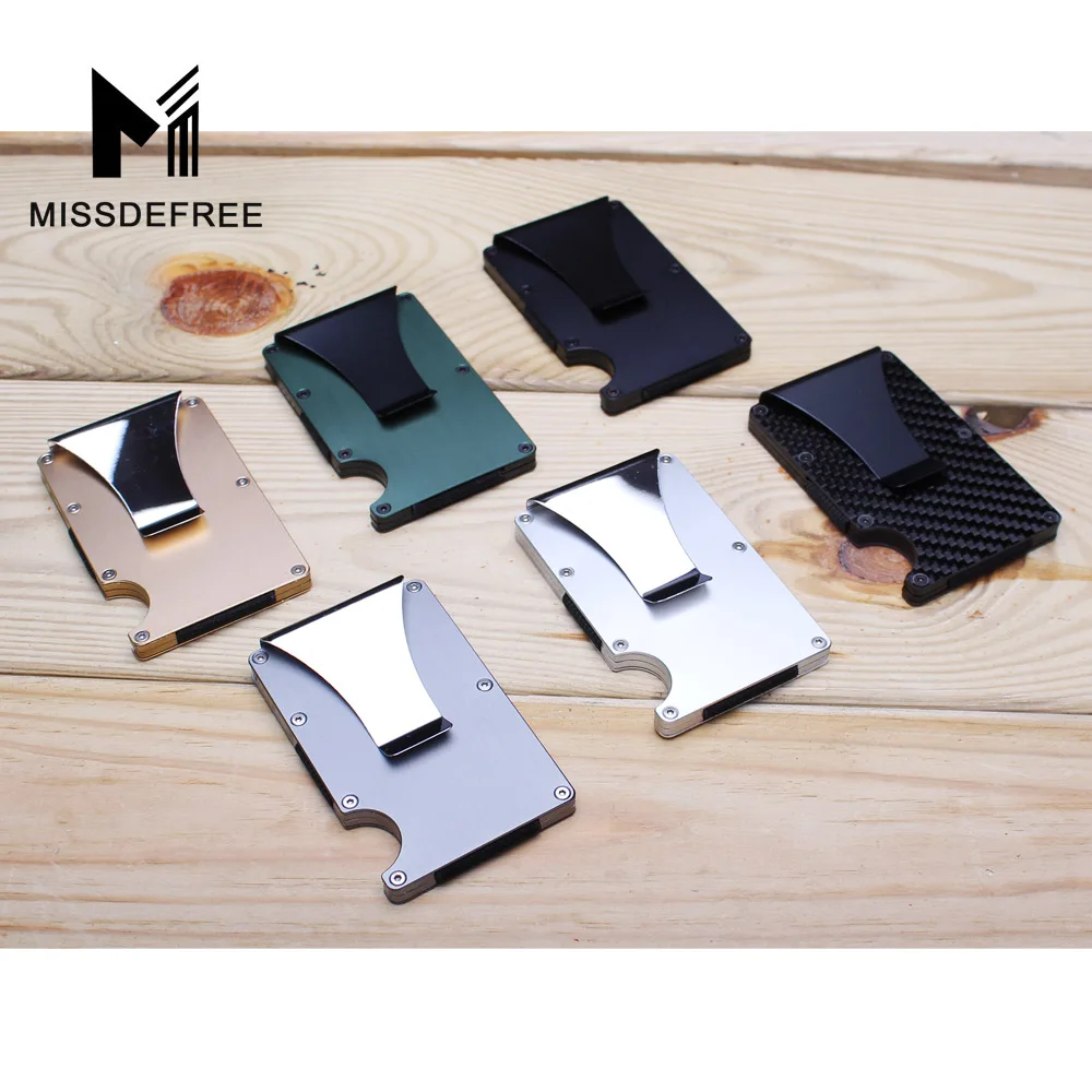 Металлический тонкий мини-кошелек RFID со съемным зажимом для денег, модный брендовый бизнес держатель для кредитных карт и удостоверений личности с защитой от ударов, чехол