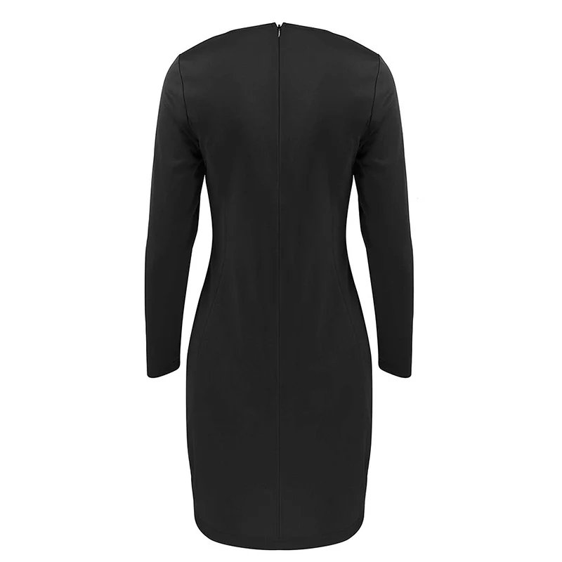 Сексуальные платья Для женщин Сплошной Цвет с длинным рукавом v образным вырезом