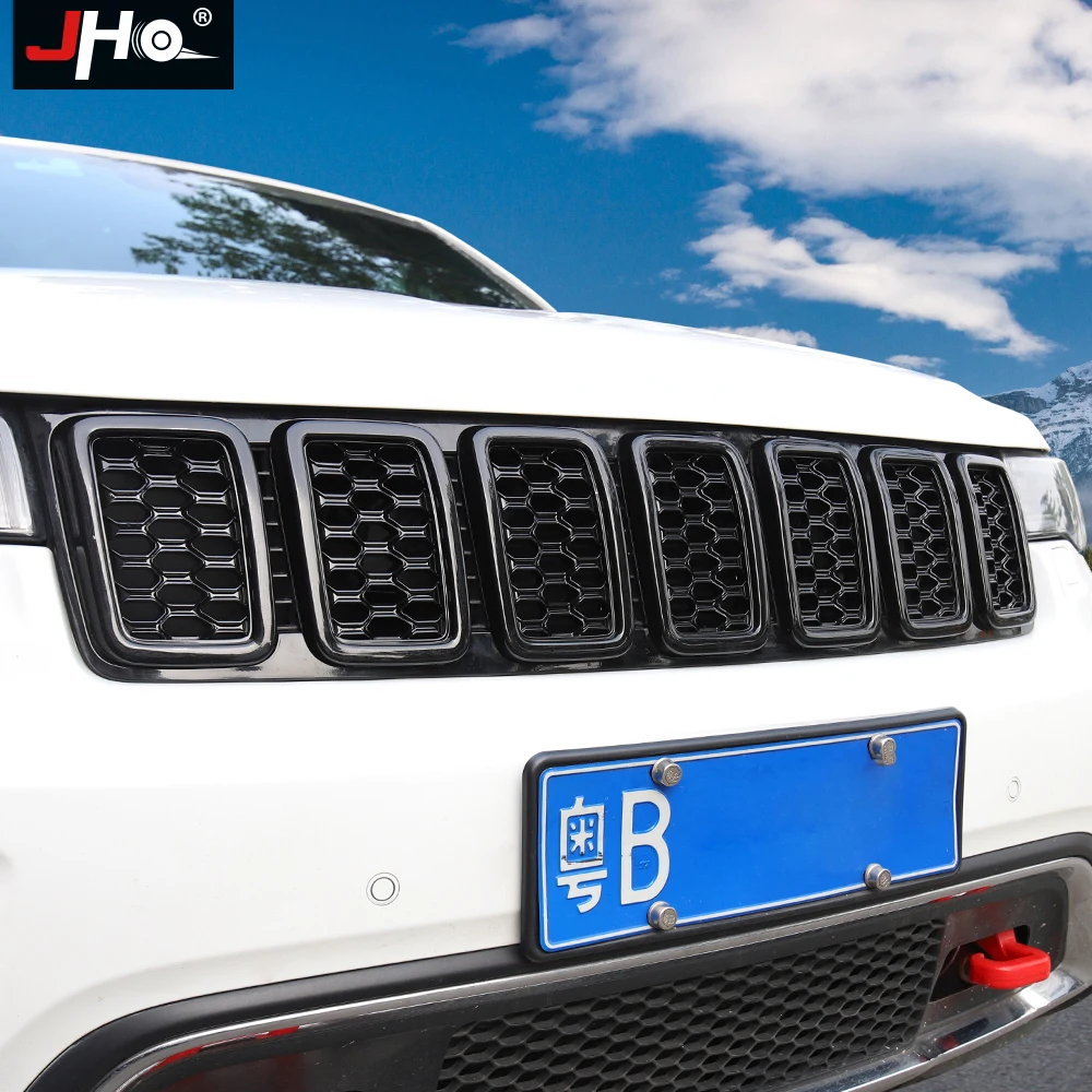 JHO ABS передняя решетка вставки сетки рамка Крышка Накладка для Jeep Grand Cherokee- 17 аксессуары для стайлинга автомобилей