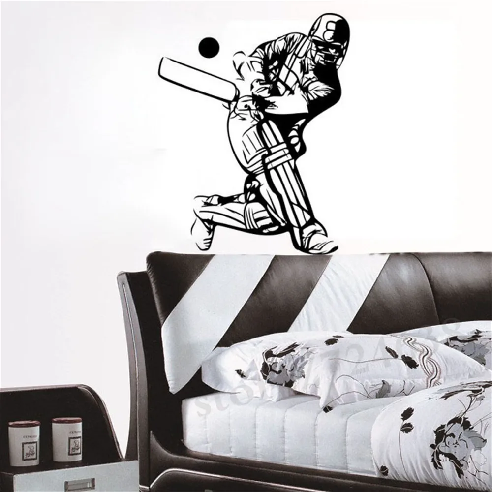 Настенная виниловая наклейка с изображением спортивного плеера для крикета