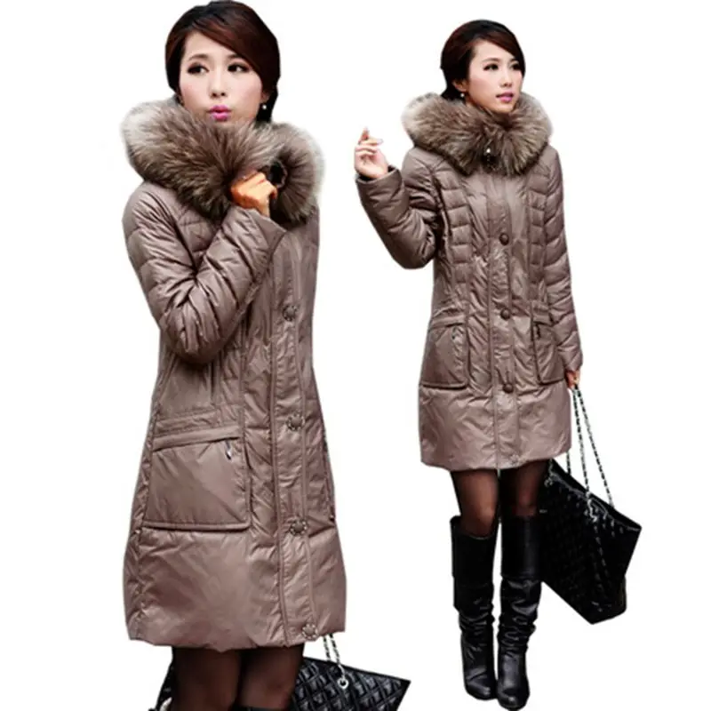 

Plus Size L-5xl 6xl New Tops Winter Women Warm Coat Fox Fur Collar Thickening White Goose Down Coats Lady's Down Jackets Parkas