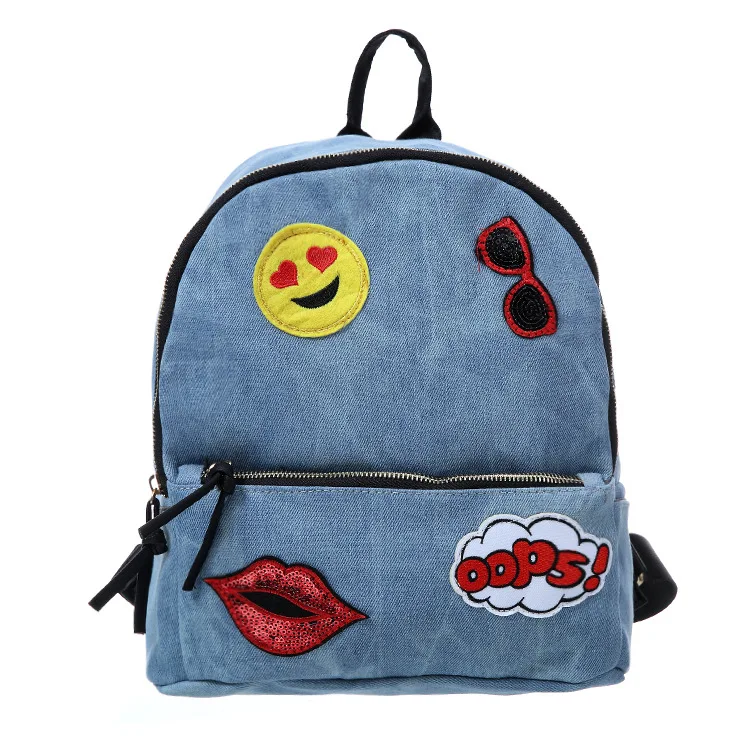 Модные женские туфли рюкзак высокое качество смайлики молодежи холст для