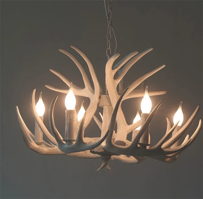 Подвесная лампа в европейском стиле с оленем винтажная виде белого оленя из