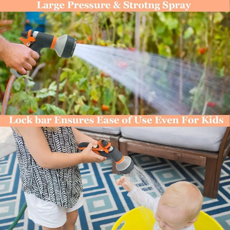 Сопло для шланга для садового опрыскивания без утечек высокого давления с 8 режимами для полива растений и мытья автомобилей.