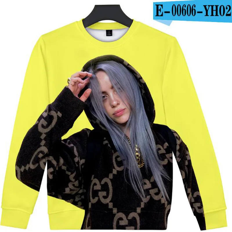 В Стиле Хип-хоп, модная Фирменная Костюмы Billie Eilish 3D принт худи свободного кроя из Для женщин с капюшоном толстовки, пуловеры, повседневный стиль, уличная одежда, топы