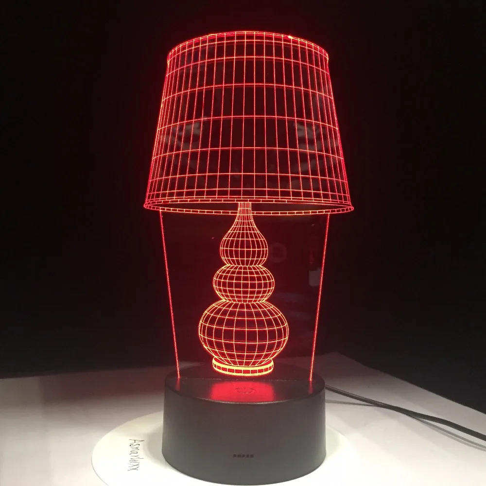 Светодиодная настольная лампа с сенсорным кнопка 3D USB светодиодный Ночной