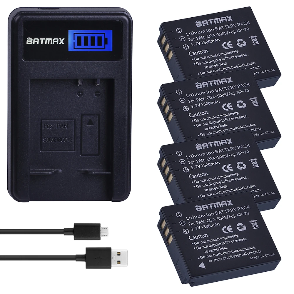 4 шт. CGA S005E S005 DMW BCC12 батарея + ЖК зарядное устройство USB для Panasonic Lumix DMC LX1 LX2 LX3 FX3 FUJI NP