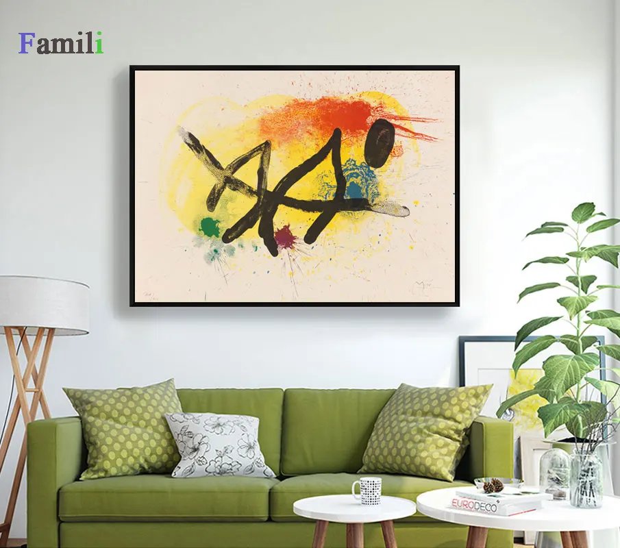 Лиловый Joan Miro affiche винтажные абстрактные акварельные настенные художественные плакаты и принты, известная картина на холсте, украшение для дома в гостиную - Цвет: Лиловый