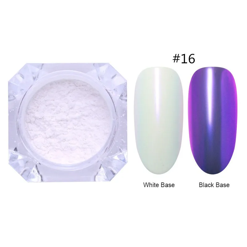 16 0.5g/box Chameleon Nail Powder Nail Art Decorations Shining Glitters Dust Nail Pigment Glitter Powder Black Base Needed - Цвет: 16