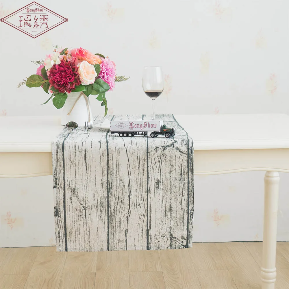 1 Wood Grain Свежий желтый доска цветок Dot Pattern древесины с геометрическим принтом 33x145 cm хлопок белье Настольная дорожка - Цвет: 1 Wood Grain