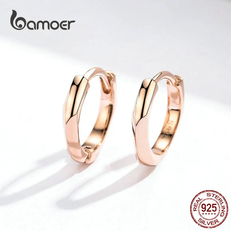 Серьги кольца женские из серебра 925 пробы с розовым золотом|Серьги-кольца| |