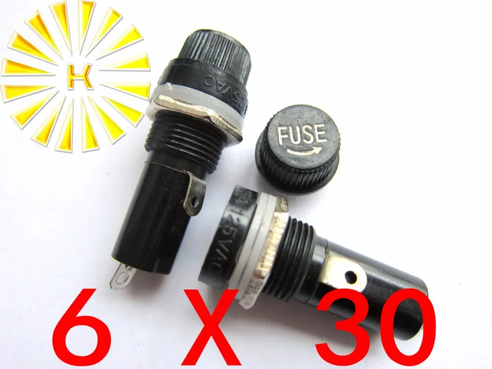 

6*30 мм 15A 125VAC 10A 250VAC черный держатель предохранителя FH-101 x20шт Бесплатная доставка