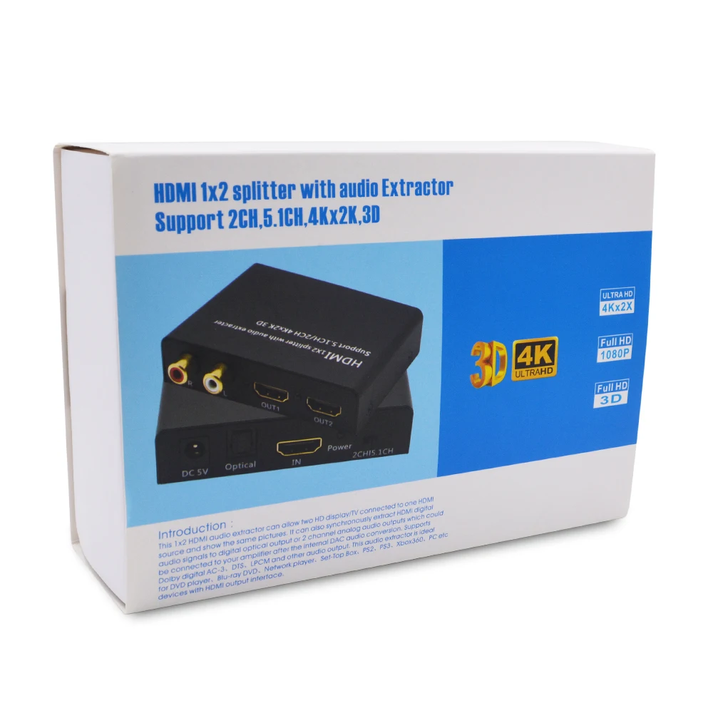 HDMI 1x2 сплиттер с аудио экстрактором конвертер для XBOX PS3 PS4 Smart HD сплиттер|Кабели HDMI|