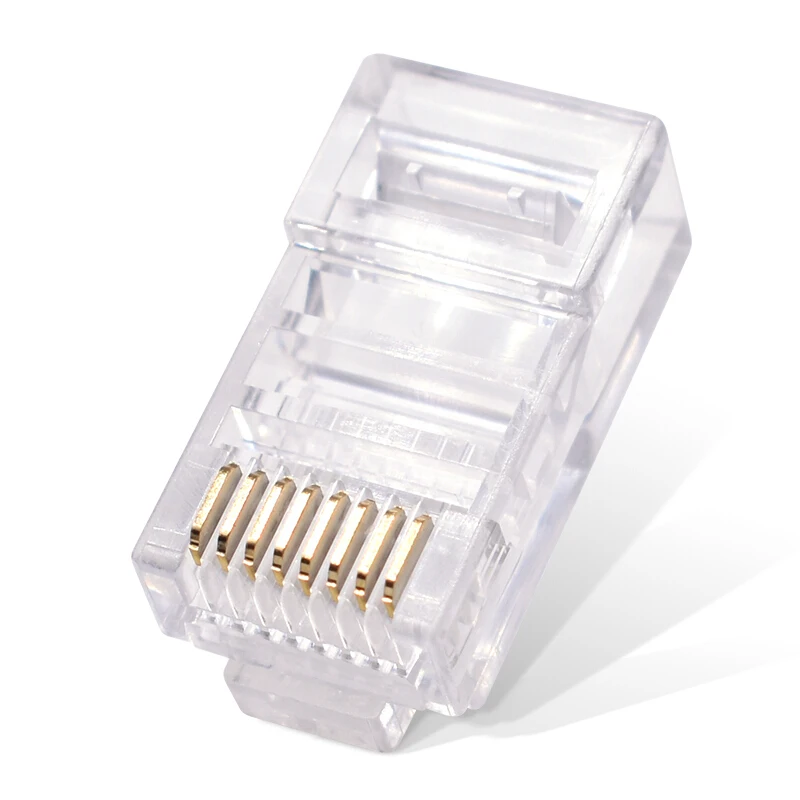 100 шт. разъем rj45 8P8C модульная Кабельная вилка Ethernet позолоченная Сетевая cat5e utp 8