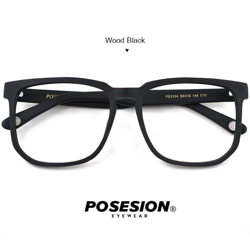 Black-C10 POSESION квадратные Ovesize оправы для очков для мужчин и женщин деревянные очки ручной работы Ретро Винтажные деревянные оправы для очков по рецепту - Цвет оправы: Black-C10